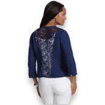 Chico's Chico’s Linen Open Front Lace Back Jacket Blue Small Photo 1