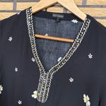 Coco + Carmen  Black Floral Beaded‎ Neckline Top Size Small/Medium Photo 2
