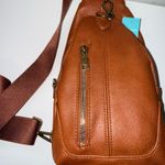 Maurice's Faux Leather Cognac Brown Sling Bag Purse Zipper Crossbody NWT Photo 2