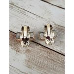 Vintage Clip On Earrings Pink Clover & Gold Tone Photo 2