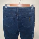 Massimo Dutti NWT Mossimo Dutti Floral Embroidered Straight Leg Dark Wash Crop Raw Hem Jeans Photo 7