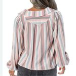 Blush Multicolored Striped Blouse Vneck Polo S Relax Fit Photo 3