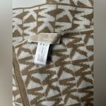 Michael Kors Scarf MK Monogram Reversible Knit Logo Tan & White Photo 1