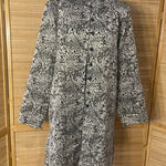 Chico's Black Gold Metallic Floral Button Front Duster Jacket size 1 M 8 silk Photo 0