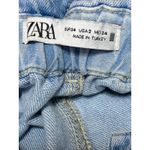 ZARA Women's Blue Light Wash High Waisted Tapered Paperbag Denim Jeans Size 2 Photo 3