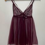 Victoria's Secret Burgundy Camisole S Lace Tulle Strappy Nightgown Teddy 1 Piece Photo 2
