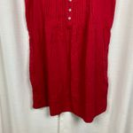 Quince  Red Wild Cherry Organic Cotton Gauze Sleeveless Swing Dress Sz.M Photo 7