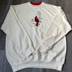 Unique Vintage VTG M & C Sportswear Grandma Sweater Cardinal Embroidered Bird Cream Red Size L Photo 0