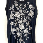 Johnny Was  MIA Embroidered Tank Top Womens Size Small Silk Floral Black White Photo 0