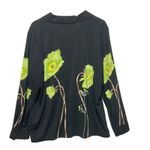 Sag Harbor  Women Button Blouse 18 Black Green Floral Collared Top Whimsical Boho Photo 1