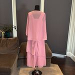 Women’s Pink Tea Length Chiffon Dress Matching Chiffon Jacket CorsetBack Size 12 Photo 2