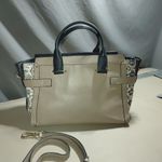 Coach swagger Leather Snake Print Satchel Handbag Adjustable Strap Beige Black Photo 6