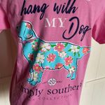 Simply Southern Womens Tee Sz S I Just Want to Hang With My Dog Pink Top Shirt Photo 2