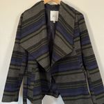Jack by BB Dakota Striped Waterfall Belted Jacket Draped Open Front Boho SMALL Photo 4