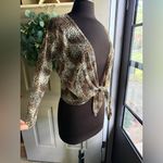 August Silk Vintage 90s mesh wrap tie animal print top, size large Photo 2