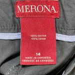 Merona Women's Chino Shorts Blue Black Size 14 Cotton 9" Inseam Flat Front Photo 2