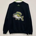 Field & Stream Bass fishing sequin Black Fish Graphic Sweatshirt! Size large! Photo 0