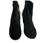Toms  Lunata pieced suede black boot block heel women's side zip up ankle bootie Photo 3