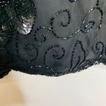 Vintage Black Sequin Fully Beaded Blouse Long Sleeve Sz Small Medium Photo 4