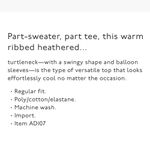 Madewell Heathered Rose Bubble-Sleeve Swing Turtleneck Sz Medium Photo 2