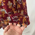 st. john's bay St. John’s Bay Top Blouse Long‎ Sleeve Womens 2XL Ruffled Burgundy Floral Boho Photo 3