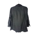 Liz Claiborne Black Linen Pintuck Button Front Shirt Blouse Women’s L Minimalist Photo 1