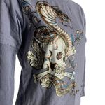 Vintage 90s Chams Skull Snake Crewneck T Shirt S Blue Long Sleeve Layered Look Photo 2