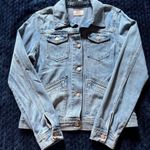 F&F Women's Blue‎ Button Denim Trucker Jacket Distressed Size 6 Blue Photo 0