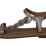 Frye Women's Shiny Metallic Braided Ankle Strap Flat Silver Gold Sandals Size 6 Photo 0