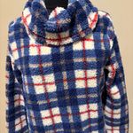 Style & Co . Blue Plaid Fleece Hoodie cowl neck size M Photo 1