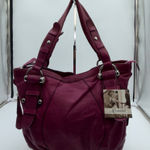 B Makowsky Leather Shoulder Bag Magenta Pink Pebble Grain Hobo Purse Purple Photo 0