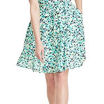 On 34th Floral Print Ruffle Sleeve Tie Waist Casual‎ Dress Green Yellow Size XS Photo 0