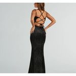 Windsor Spencer Formal Glitter Velvet Lace-Up Long Dress Size Small Photo 1