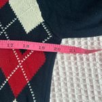 Brandy Melville  navy red white argyle heart print long sleeve preppy sweater OS Photo 5