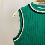BP Nordstrom Green White Black Stripe Cable Knit Sleeveless Sweater Vest Top Photo 2