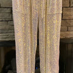 Velvet Gold/white irresdescent Shimmery sequin Track Pants‎ Gold Size M Photo 0