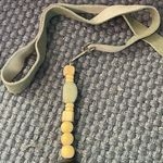 Leather wood jade nephrite necklace tribal boho cream Photo 3