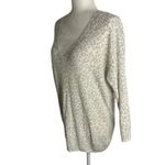 Dynamite  Leopard Print Pullover Sweater S White Stretch Knit V Neck High Low Photo 2