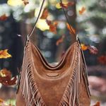 Oukupa Brown Faux Leather Western
Fringe Shoulder Bag Photo 2