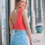 Free People NWT Keep it Sleek Bodysuit Pink Poinsettia Size S Photo 1