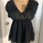 Betsey Johnson Vintage Black Sequin Silk Blouse Photo 0