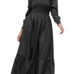 Hill House NWT  The‎ Emily Nap Smocked Black Maxi Dress Crushed Taffeta Size XS Photo 0