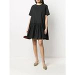 ZARA  Baby Doll Oversized Boxy Short Sleeve Pleated Mini Shirt Dress L Black Photo 11