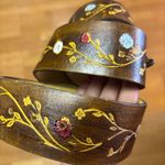 Vtg Genuine Cow Leather Hand Painted Coastal Cowgirl Western Boho Waist Belt S Brown Photo 1