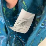 Talbots Petite | Teal Blue Paisley Floral Button Up Blouse 100% Cotton Womens LP Photo 4
