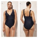 J.Crew Magenta Orchid Ruched V Neck One Piece Swimsuit Sz.6 NWT Photo 2