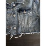 Anthropologie  Pilcro Y2K Cropped Jean Jacket Small Fringe Raw Hem Denim Photo 5