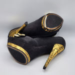 Circus by Sam Edelman Leigh Black Red Gold Platform Heel Shoe Open Toe Pump 6.5M Photo 4