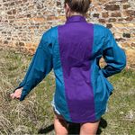 Vint. 90s Teal Purple Color Block Western Cowgirl Long Sleeve Button Down Shirt Blue Size M Photo 1