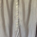 Sundance Marianna Stripe Top Large Gray White Henley Smocked Ruffle Button Up Photo 7